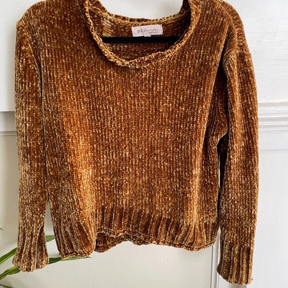 Anthro Philosophy Chenille Goldenrod Sweater - Picture 3 of 7